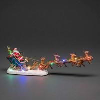 Kerstfiguur voor binnen - Kerstman in een slee met rendieren - 10 LEDs - 14 x 36 cm - Meerkleurig - Werkt op batterijen - Kerstverlichting