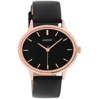 OOZOO C11054 Horloge Timepieces staal-leder rosekleurig-zwart 42 x 35 mm - thumbnail