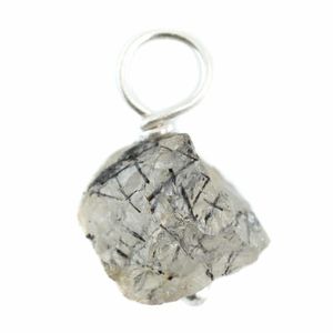 Ruwe Edelsteen Hanger Zwarte Rutielkwarts 925 Zilver (8 - 12 mm)