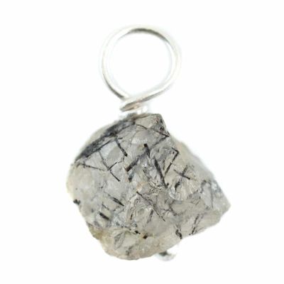 Ruwe Edelsteen Hanger Zwarte Rutielkwarts 925 Zilver (8 - 12 mm)