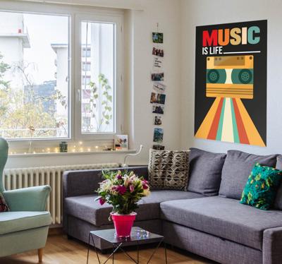 Vintage poster muziek is life