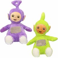 Set van 2x pluche Teletubbies speelgoed knuffels Tinky Winky en Dipsy 34 cm