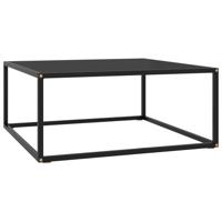 Salontafel met zwart glas 80x80x35 cm zwart