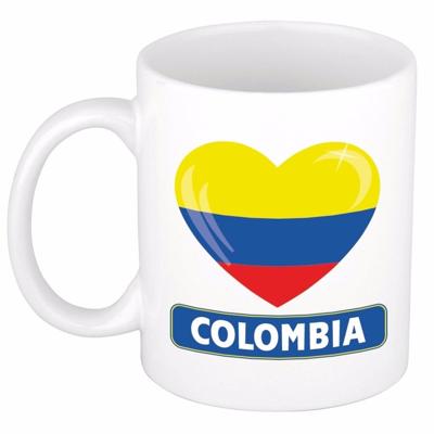 Hartjes vlag Colombia koffiemok - drink beker - white - 300 ml - supporters Hartjes vlag Colombia koffiemok - drink beker - white - 300 ml - supporters
