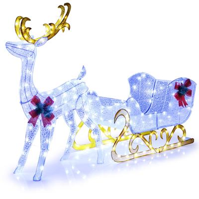 Voorafgemaakt Kerst Rendier & De Slee van de Kerstman LED-verlichte Feesttuin Decoratie met 215 Lichten