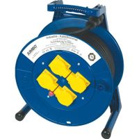 Kabelhaspel 50M met 4 contactdozen en zware rubberkabel zwart H07RN-F 3 x 2,5mm