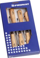 Promat Schroevendraaierset | 7-delig sleuf / PH / priem | houten greep | ronde kling met 6-kant aanzet - 4000827119 4000827119