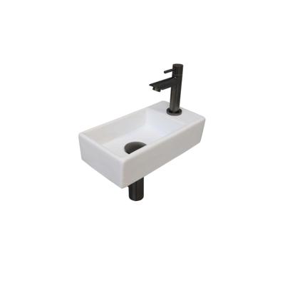 INK Versus Fonteinset - 36x18x9cm - wasbak links - porselein Mat wit/metal black 1805364
