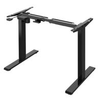 Hoogwaardig zit-sta bureau max 180 cm breed zwart gepoedercoat elektrisch verstelbaar van 71 tot 120 cm Hoogwaardig zit-sta bureau max 180 cm breed zwart gepoedercoat elektrisch verstelbaar van 71 tot 120 cm