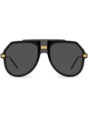 Dolce & Gabbana Eyewear lunettes de soleil oversize à logo gravé - Noir