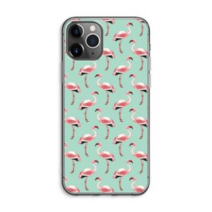 Flamingoprint groen: iPhone 11 Pro Max Transparant Hoesje