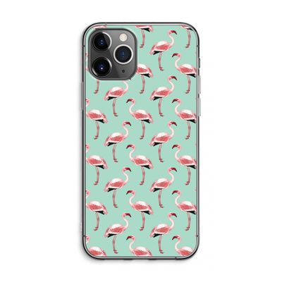 Flamingoprint groen: iPhone 11 Pro Max Transparant Hoesje