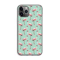 Flamingoprint groen: iPhone 11 Pro Max Transparant Hoesje