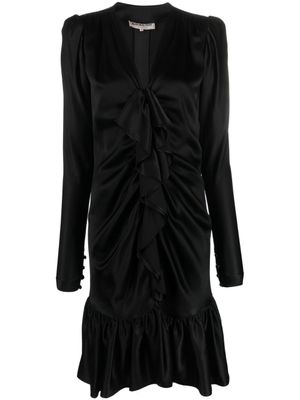 Saint Laurent Pre-Owned robe volantée à manches longues (années 1970) - Noir
