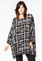 Yoek Korte blouse PAINTBRUSH | Zwart | Maat 46/48
