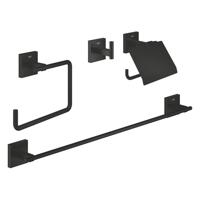 GROHE Start Cube QuickFix Accessoireset 4-delig - toiletrolhouder - met klep - handdoekhaak - handdoekring - handdoekhouder - 60cm - matte black 411152430