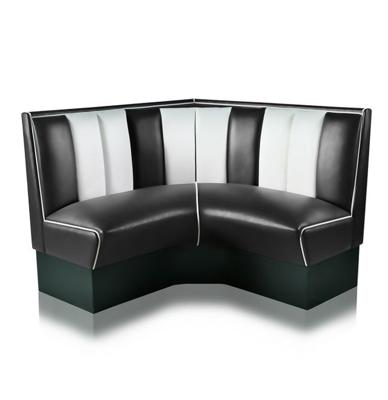 Kwart cirkel Diner Bank 120 cm Zwart/Wit