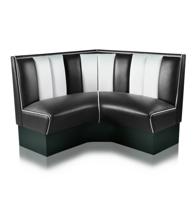 Kwart cirkel Diner Bank 120 cm Zwart/Wit