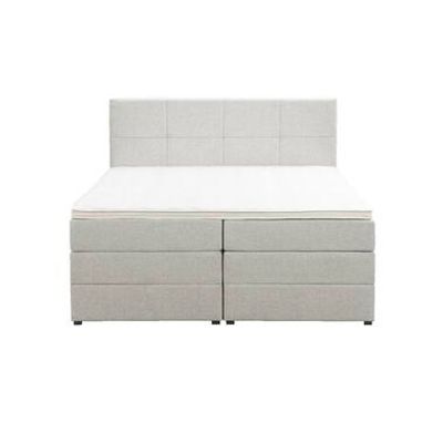 Boxspring met opbergruimte Liv geblokt - ecru - 160x200 cm - Leen Bakker