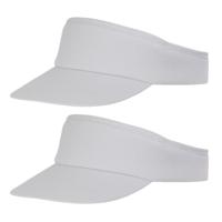 Sunvisor zonneklep voor volwassenen - 2x stuks - Wit - Katoenen verstelbare zonnekleppen - Dames/her