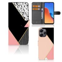 Xiaomi Redmi 12 | Book Case | Zwart Roze Vormen | Portemonnee hoesje