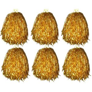 6x Stuks cheerball/pompom goud met ringgreep 33 cm