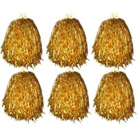 6x Stuks cheerball/pompom goud met ringgreep 33 cm