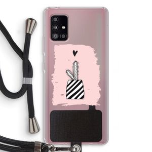 Zwart-wit cactus: Samsung Galaxy A51 5G Transparant Hoesje met koord