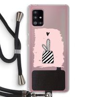 Zwart-wit cactus: Samsung Galaxy A51 5G Transparant Hoesje met koord