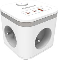 Fellowes contactdoos Power Cube, 3 stopcontacten + 1 x USB-A + 2 x USB-C, wit, voor België