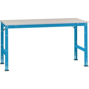 Manuflex AU4107.5012 Werk achtergrond tafel universele standaard met kunststof plaat, bxdxh = 1750x1200x760-870 mm Lichtblauw (RAL 5012)