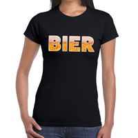 Bier tekst t-shirt zwart dames - thumbnail