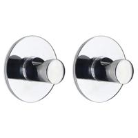 Plakhaakje rond - 2x stuks - zilver - Diameter 4 cm - Zelfklevende ophang haakjes - zink