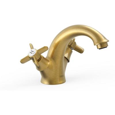 Wastafelkraan Tres Clasic | Opbouw | Mengkraan | Standaard model | 2-knops | Vintage | Messing oud