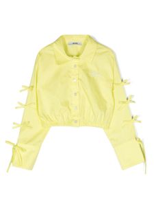 MSGM Kids blouse crop à détail de nœud - Jaune