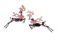 Rose Gold Flying Deer Orna 2/Ass 5x5x10 cm kerstornament Kurt S. Adler - Kurt s adler