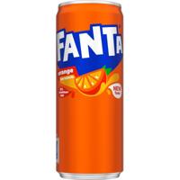 Fanta Orange frisdrank, sleek blik van 25 cl, pak van 24 stuks.