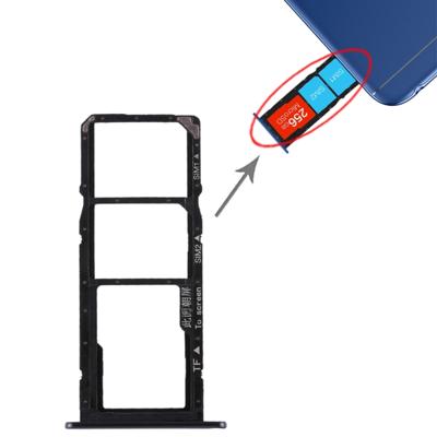 SIM-kaarthouder + SIM-kaarthouder + Micro SD-kaart voor Huawei Honor 7A (zwart)