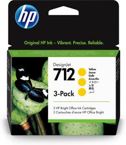 HP 712 29 ml inktcartridge voor DesignJet, geel, 3-pack