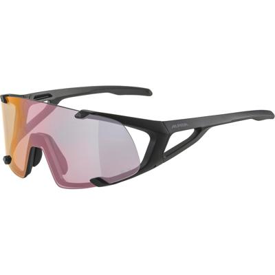 Olympic Sportswear Alpina bril hawkeye s qv black mat/rainbow mirr.cat.1-3
