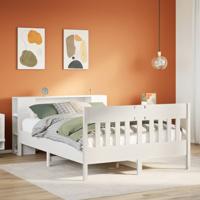Bed met boekenkast zonder matras grenenhout wit 140x200 cm