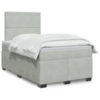 Boxspring met matras fluweel lichtgrijs 120x190 cm
