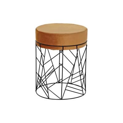 Voetensteun DKD Home Decor Zwart Metaal Polyester Terra cotta (33 x 33 x 42 cm)