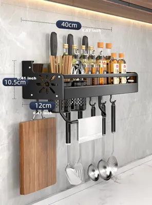 Metalen Keukenwandplank - Zelfklevend & Schroefbaar | Antislip Golfpatroon | Inclusief Montageaccessoires