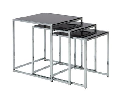 Bendt Bijzettafel Cross Set van 3 stuks - Zwart - Vierkant