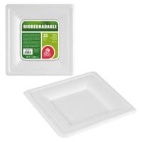 Bordenset Best Products Green Suikerriet Ø 20 cm Wit Biologisch Afbreekbaar Wegwerp 25 Stuks