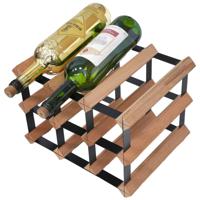 Vinata Olona wijnrek - mahonie - 9 flessen - wijnrekken - flessenrek - wijnrek hout metaal - wijnrek staand - wijn rek - - thumbnail