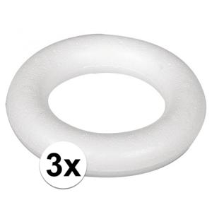 Piepschuim ring/krans - 3x - wit - 22 cm - styropor - hobby figuren - DIY - knutselen