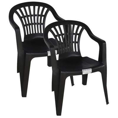 Stoel voor buiten/binnen - 4x - tuinstoelen - zwart - 50 x 54 x 76 cm - stevig kunststof - Bijzet st Stoel voor buiten/binnen - 4x - tuinstoelen - zwart - 50 x 54 x 76 cm - stevig kunststof - Bijzet st