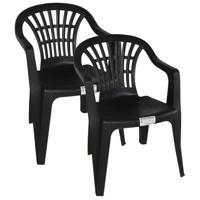 Stoel voor buiten/binnen - 4x - tuinstoelen - zwart - 50 x 54 x 76 cm - stevig kunststof - Bijzet st